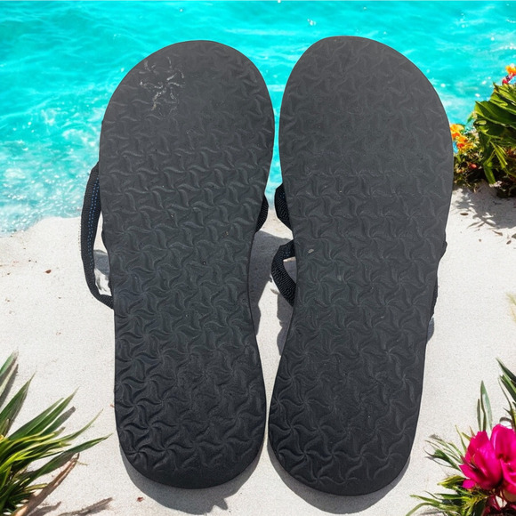 Teva Olowahu Sandals Black Strappy Women's Sz 9 Mush Comfort Insoles Beach Pool - Picture 6 of 6